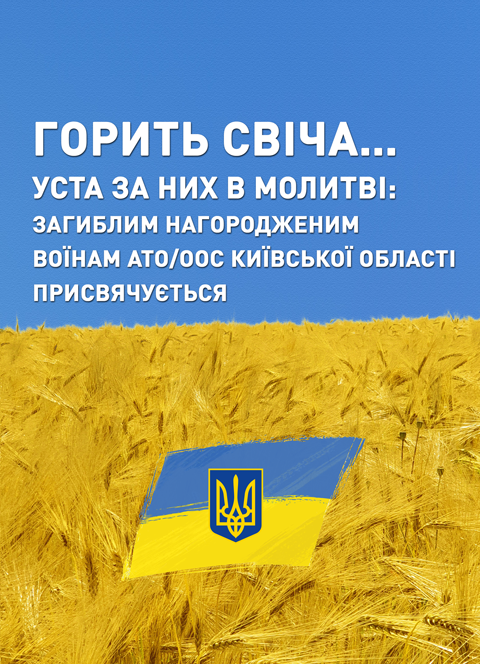 Горить свіча… Уста за них в молитві: загиблим нагородженим воїнам АТО/ООС Київської області присвячується: довідкове видання Горить свіча… Уста за них в молитві: загиблим нагородженим воїнам АТО/ООС Київської області присвячується: довідкове видання
